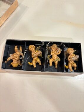 Vintage Italian Cherub Angel Christmas Ornaments Set of 4 Made in Italy